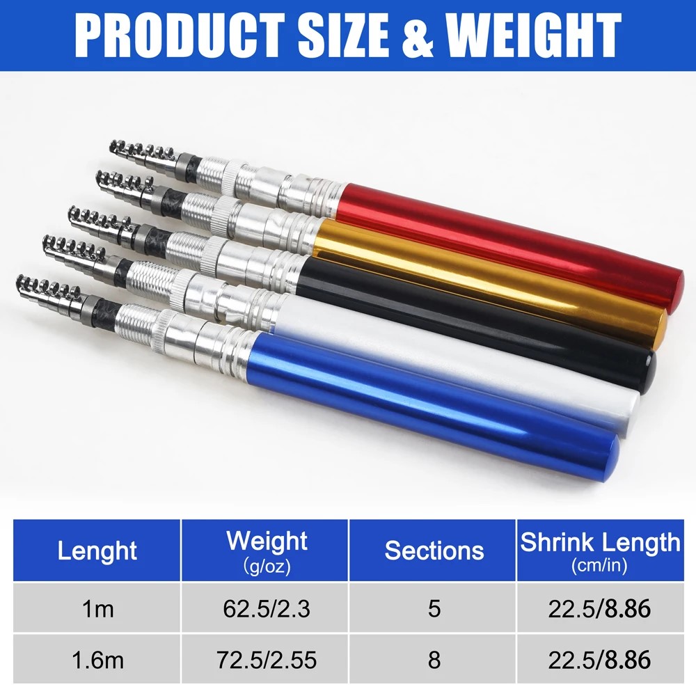 1.6m/1m Pocket Pen Fishing Rod - đánh giá và giá Fishing Rod Ice